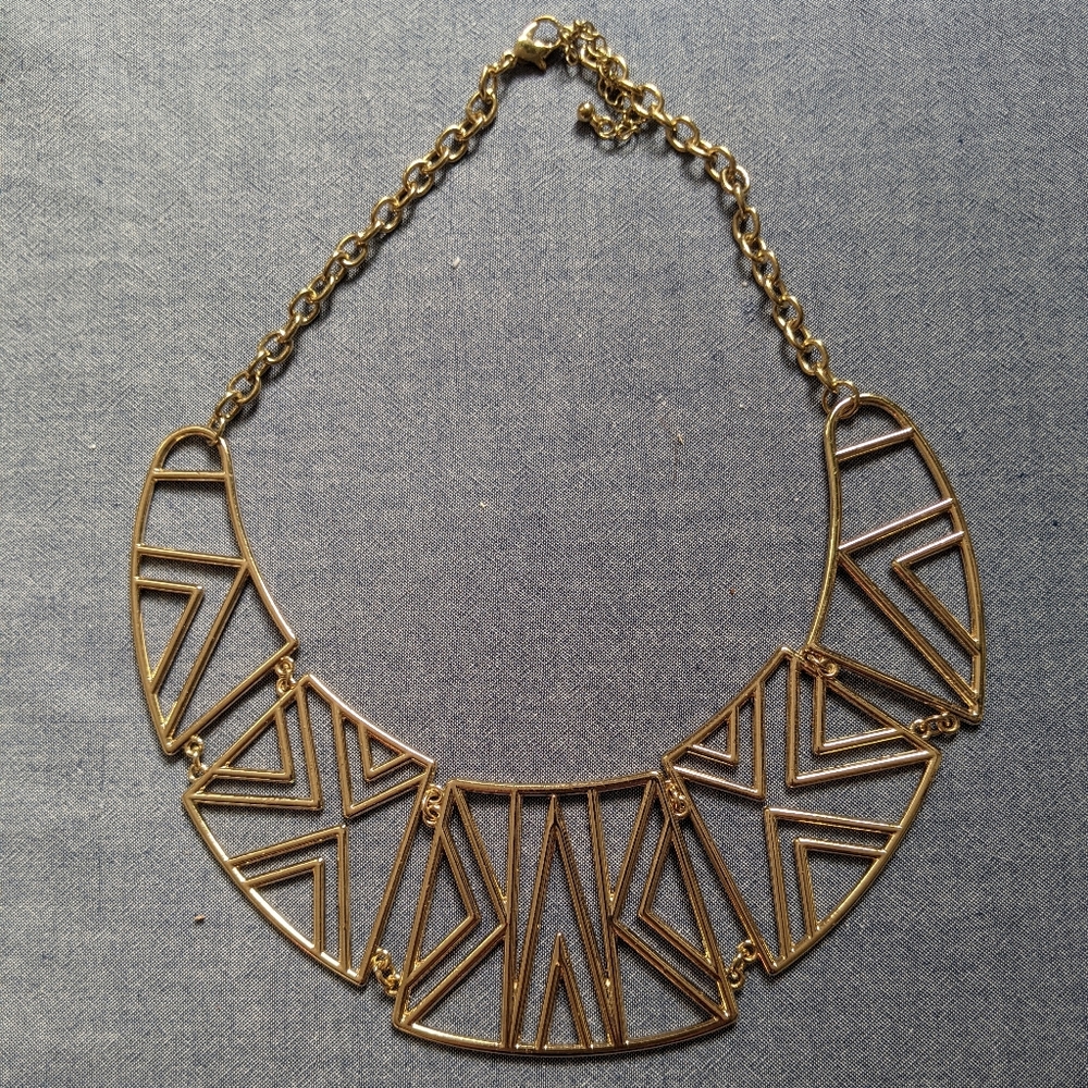 Gold choker art deco necklace